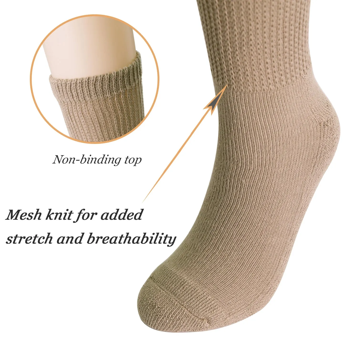 MD Polyester Loose Fit Crew Socks Half Cushion Dress Socks