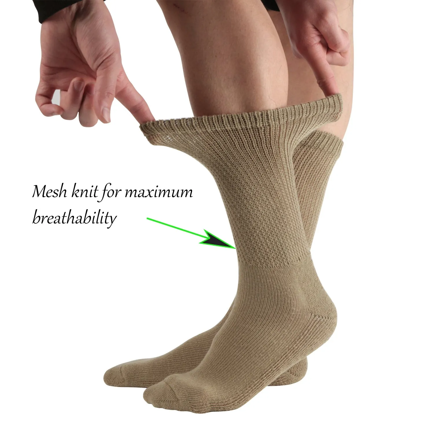 MD Polyester Loose Fit Crew Socks Half Cushion Dress Socks