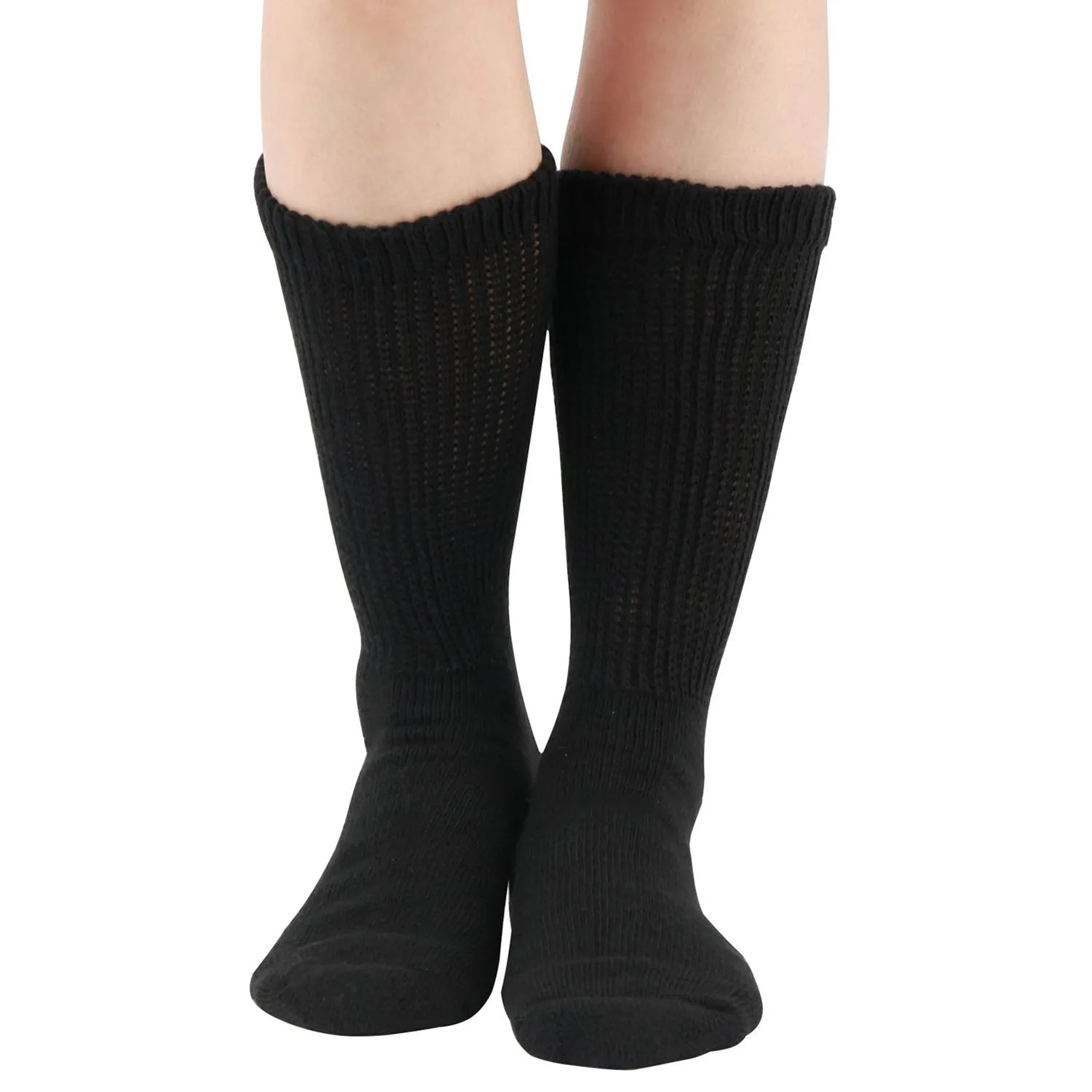 MD Polyester Loose Fit Crew Socks Half Cushion Dress Socks