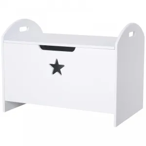 MDF Children's Toy Storage Chest w/ Safety Hinge White