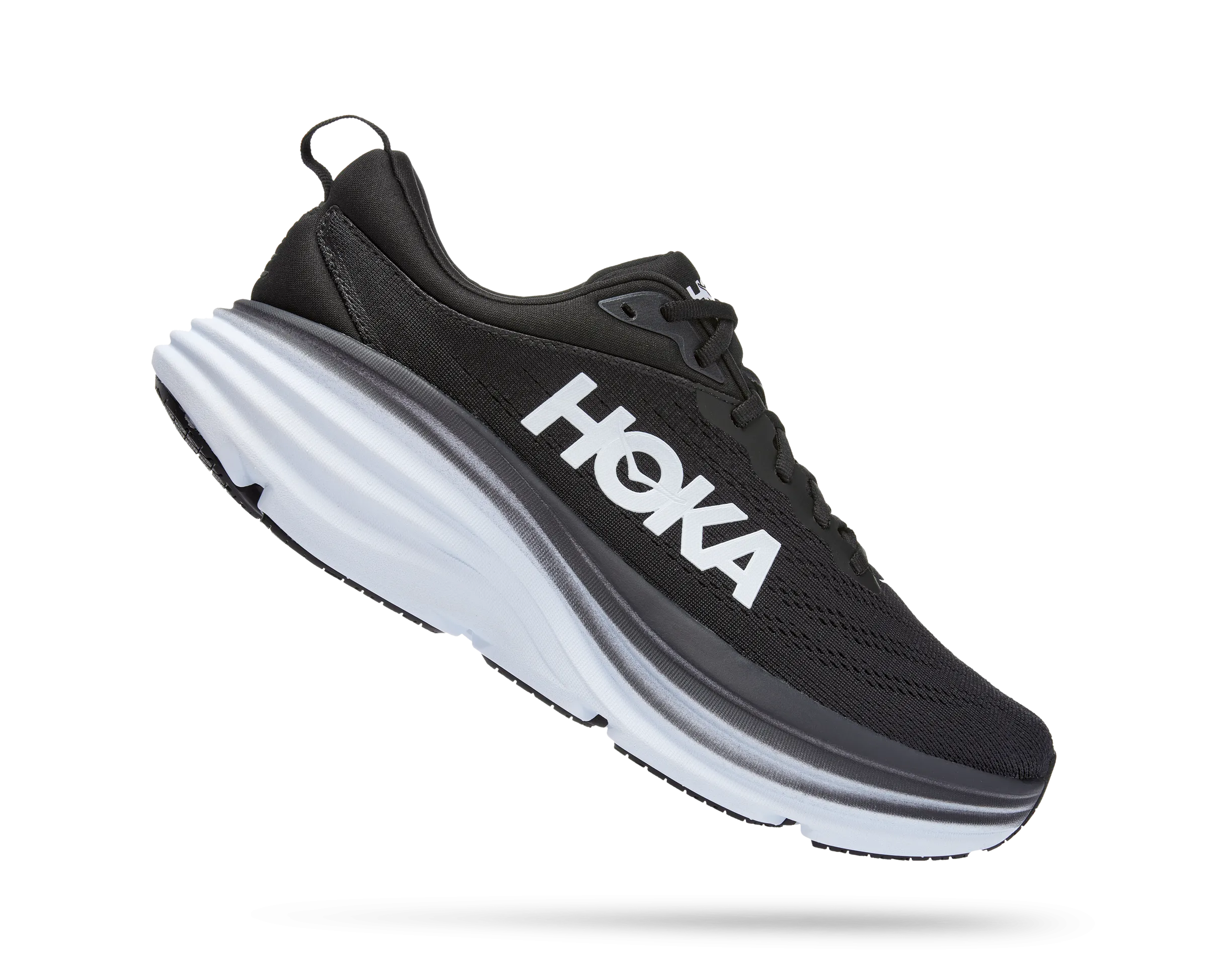 Men's HOKA Bondi 8 Wide Running Shoe in Black / White