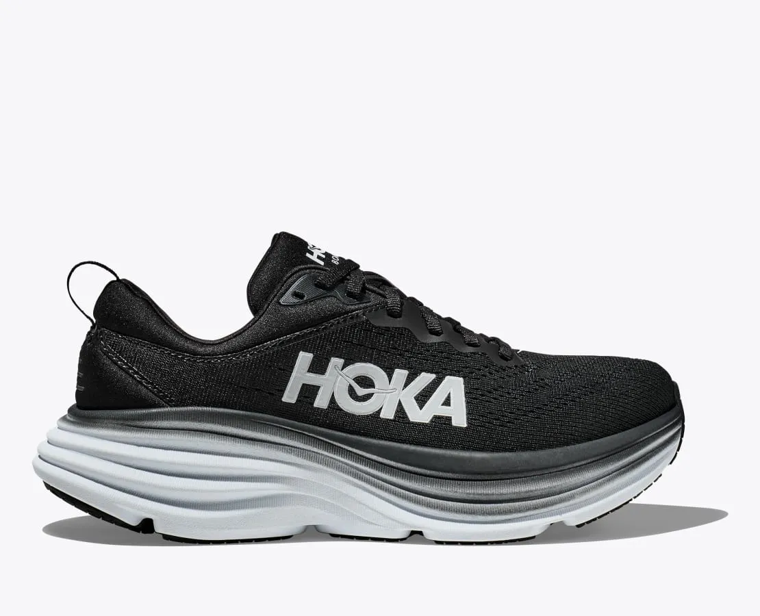 Men's HOKA Bondi 8 Wide Running Shoe in Black / White