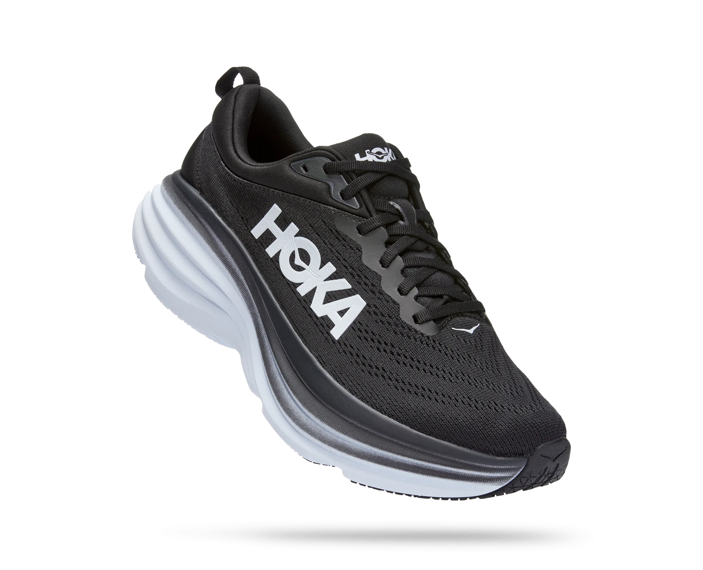 Men's HOKA Bondi 8 Wide Running Shoe in Black / White