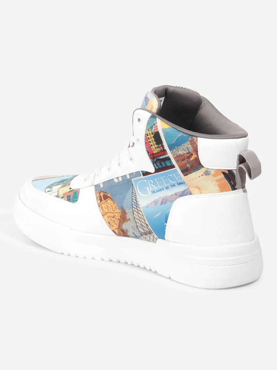 Men's White Graphic Print  Sneakers IX6018