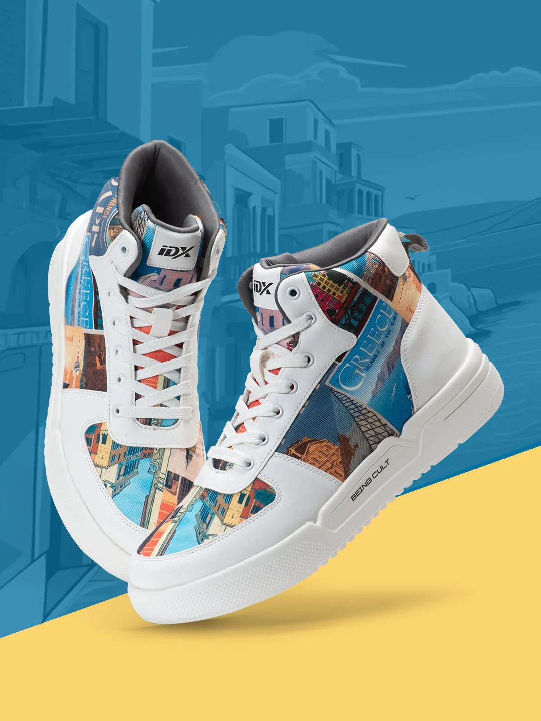 Men's White Graphic Print  Sneakers IX6018