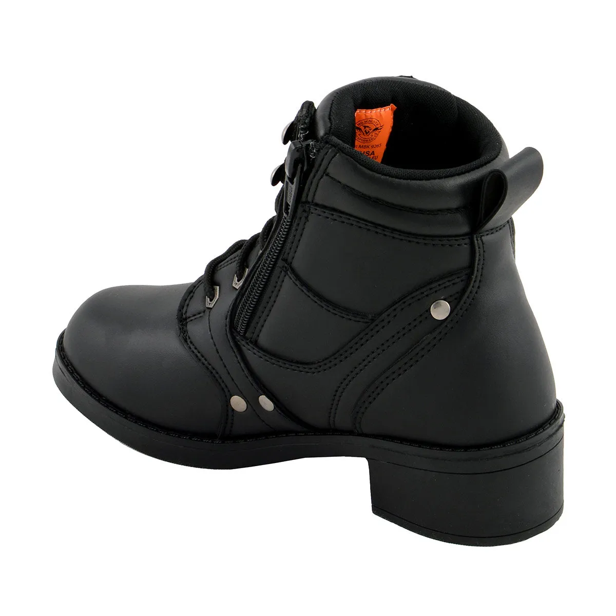 Milwaukee Leather MBK9265 Boys Black Lace-Up Boots with Side Zipper