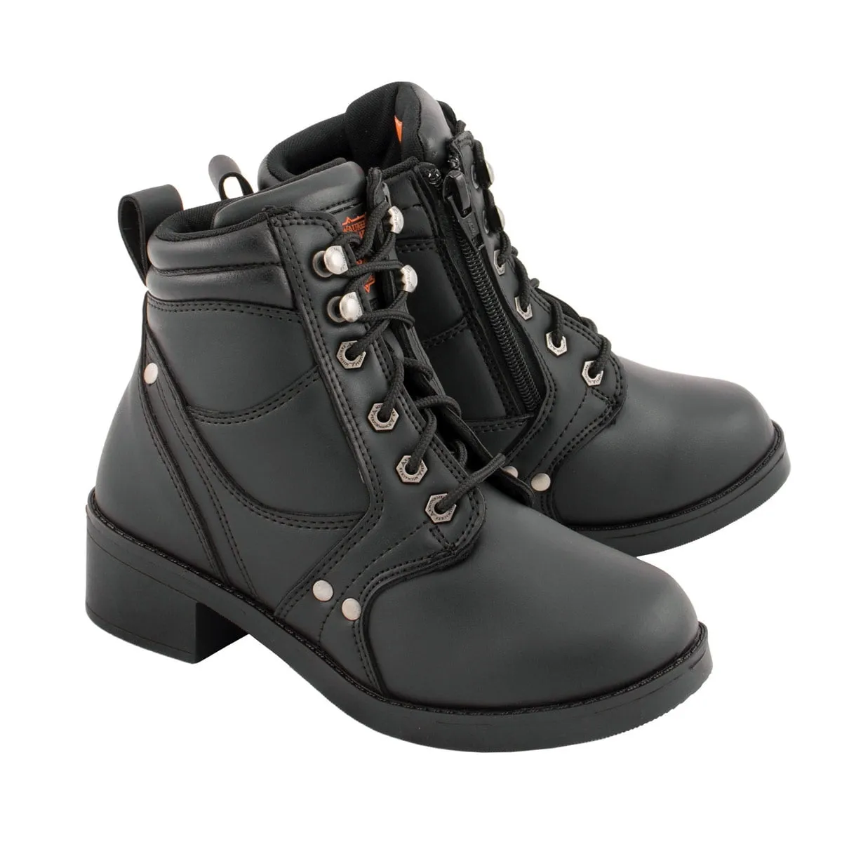 Milwaukee Leather MBK9265 Boys Black Lace-Up Boots with Side Zipper