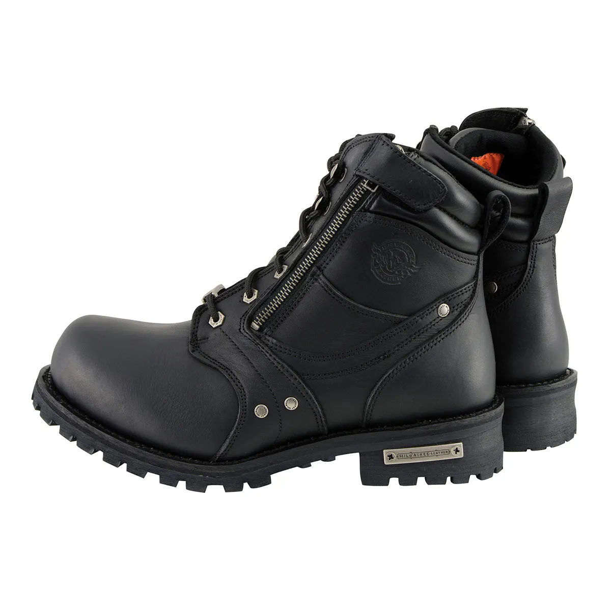 Milwaukee Leather MBM9050W Men's Wide Width Black 6-inch Lace-Up Boots