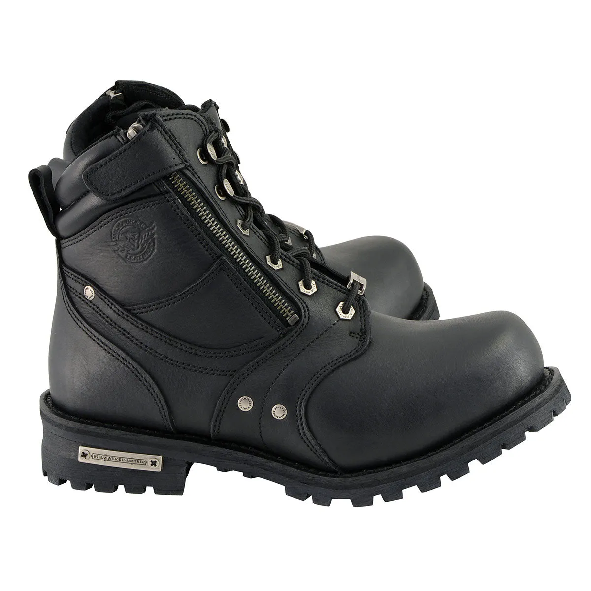 Milwaukee Leather MBM9050W Men's Wide Width Black 6-inch Lace-Up Boots