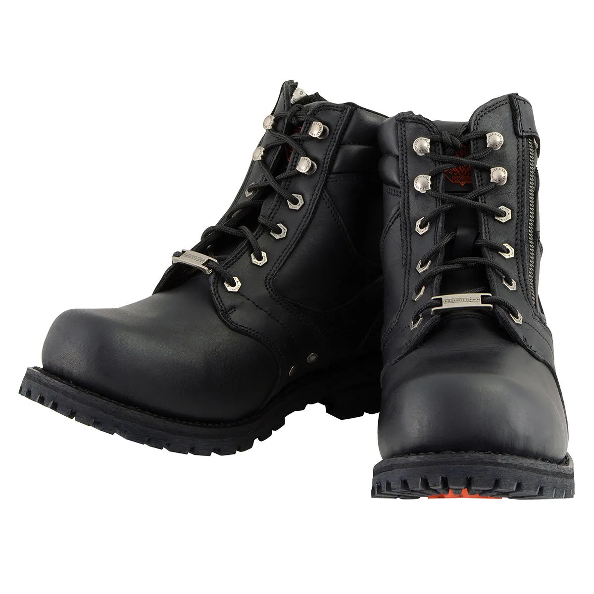 Milwaukee Leather MBM9050W Men's Wide Width Black 6-inch Lace-Up Boots