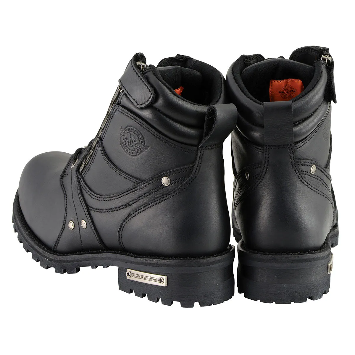 Milwaukee Leather MBM9050W Men's Wide Width Black 6-inch Lace-Up Boots