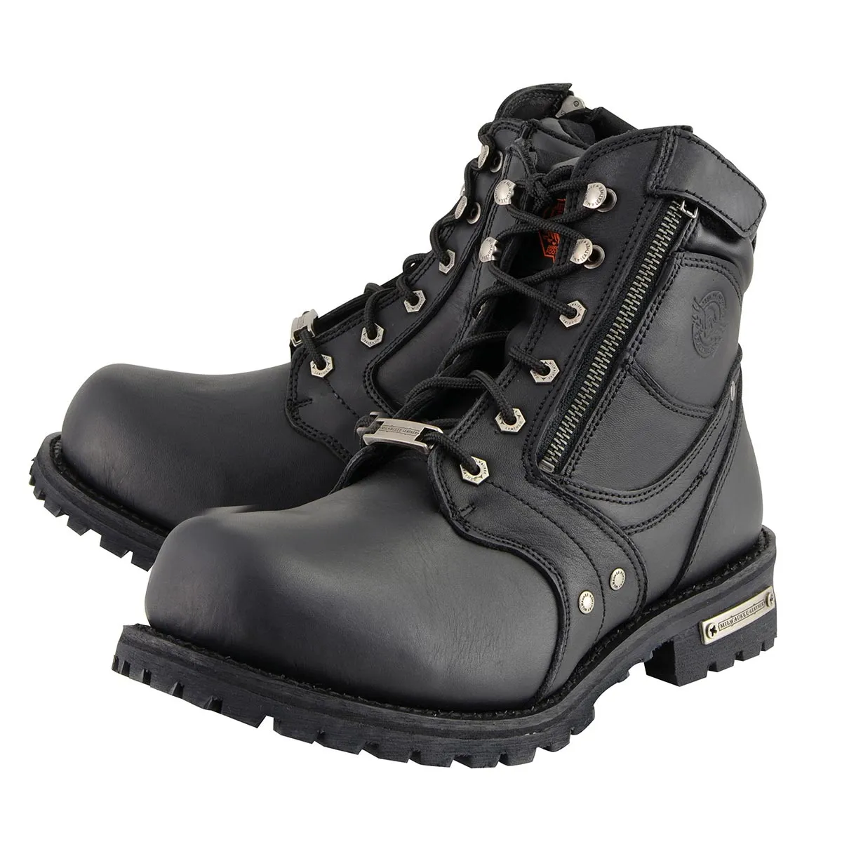 Milwaukee Leather MBM9050W Men's Wide Width Black 6-inch Lace-Up Boots