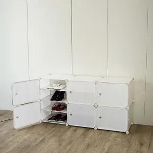 Modular White Shoe Storage Cabinet, 12-Shelf Organizer