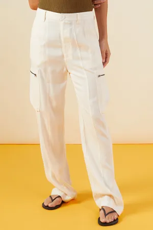 Monrow - Canvas Cargo Pants - Off White - Final Sale