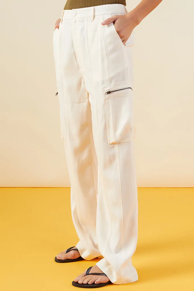 Monrow - Canvas Cargo Pants - Off White - Final Sale