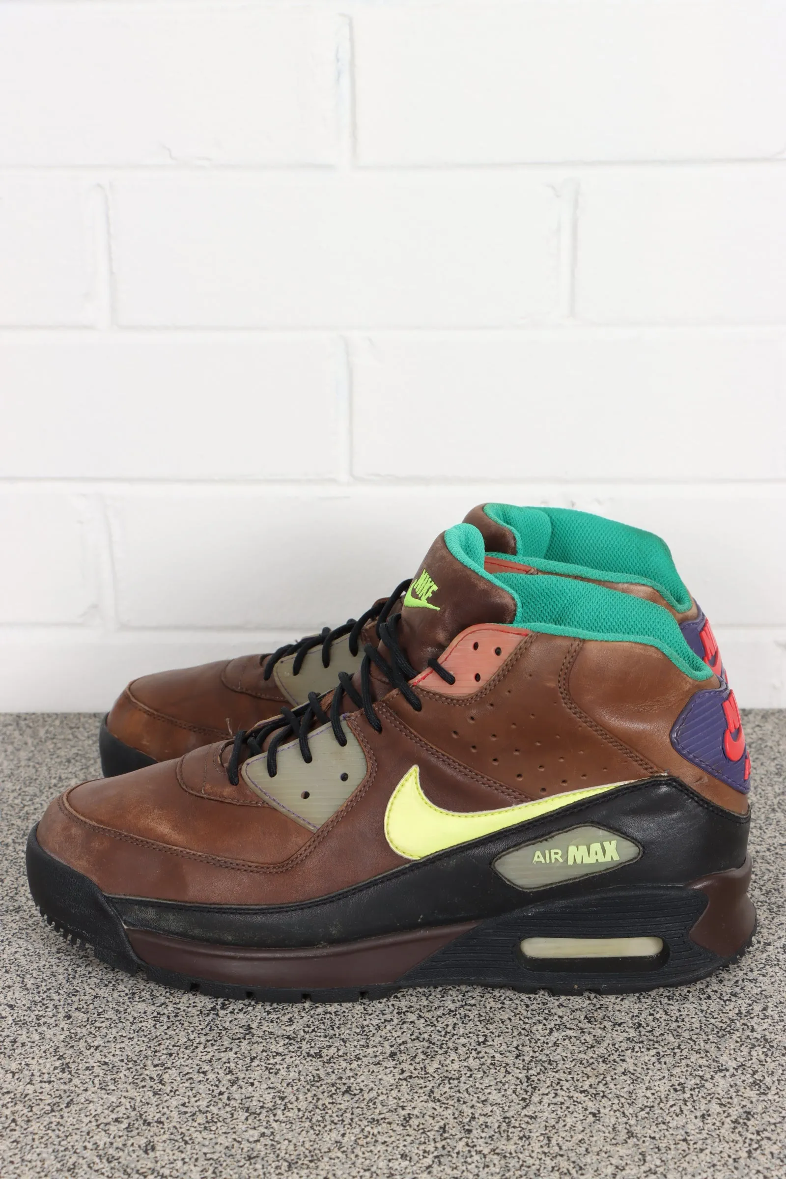 NIKE Air Max 90 Brown Leather Sneaker Boots (11.5)