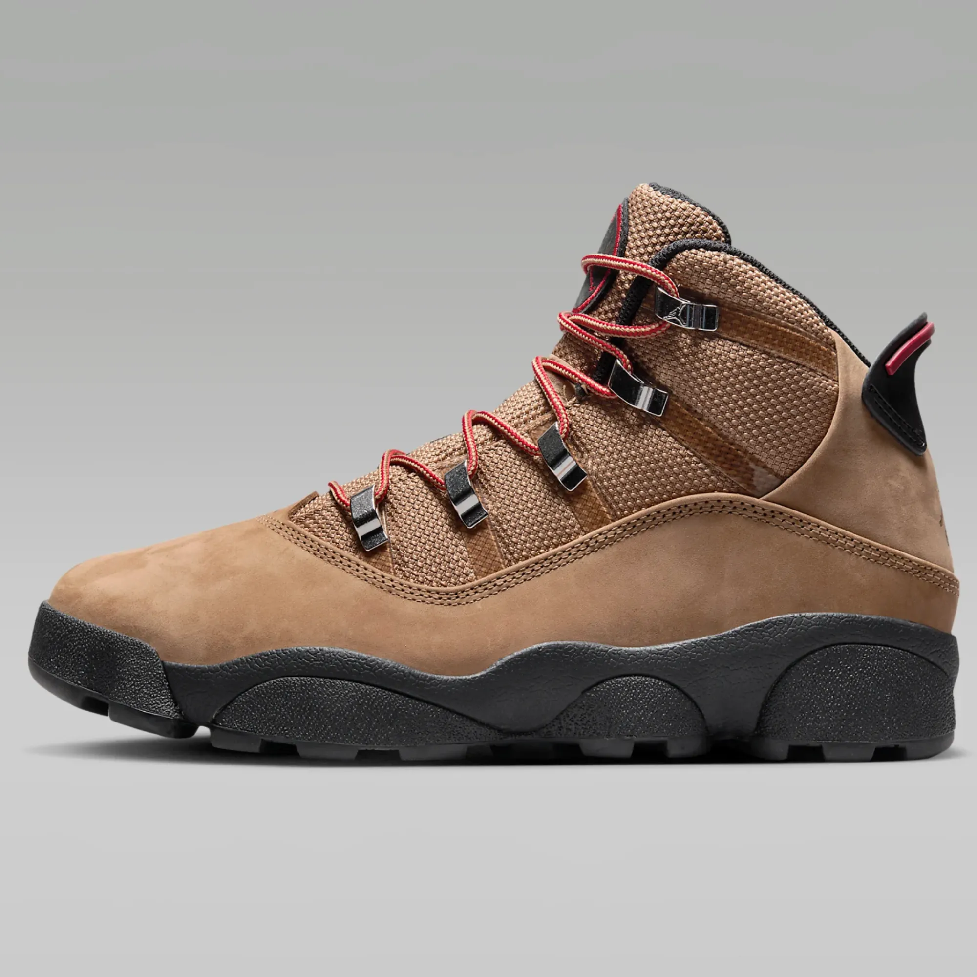 Nike Men's Jordan 6 Rings Winterized Boots Shoes - Rocky Tan Brown / Black / Varsity Red