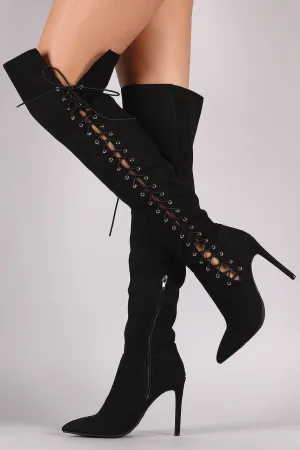 Nollie - Corset Lace Up Stiletto Boots