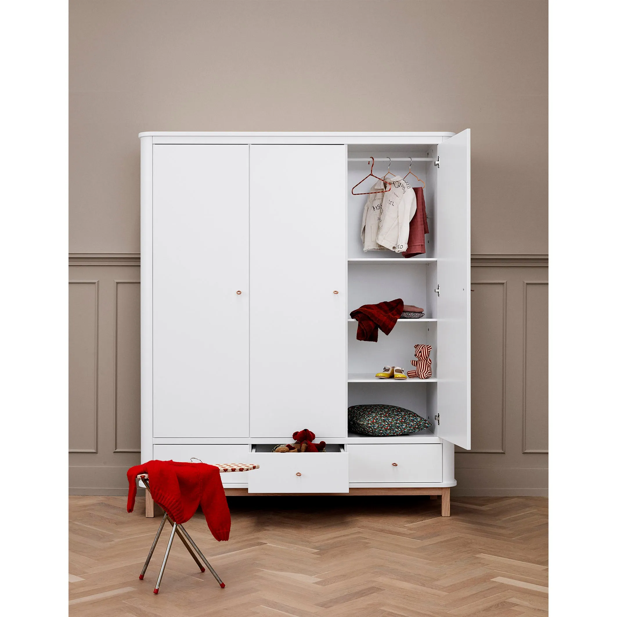 Oliver Furniture Wood Wardrobe 3 Doors White/Oak