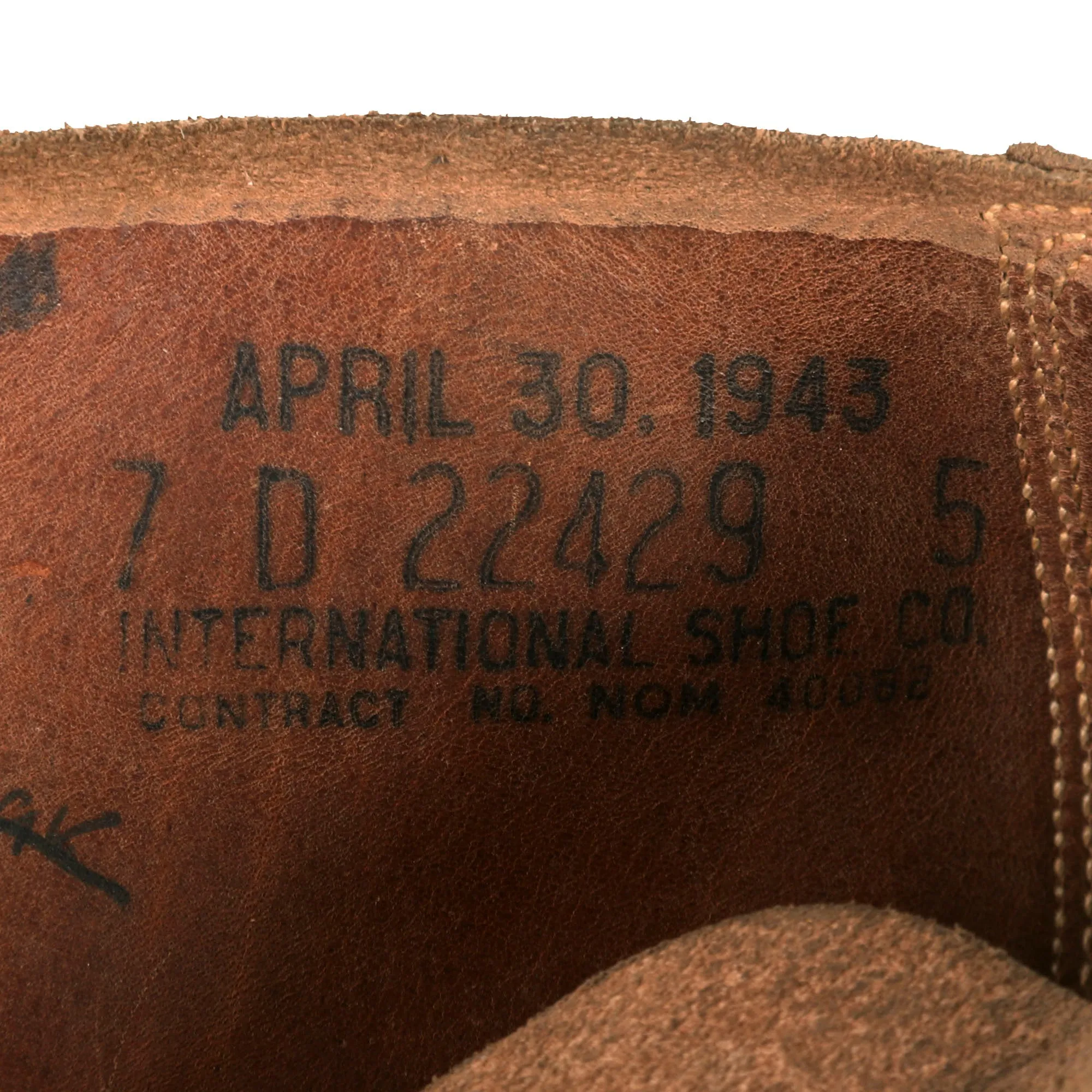 Original U.S. WWII Pair of Marine Corps Unissued USMC Boondocker Boots by International Shoe Co. - Size 7D - 1943 Dated