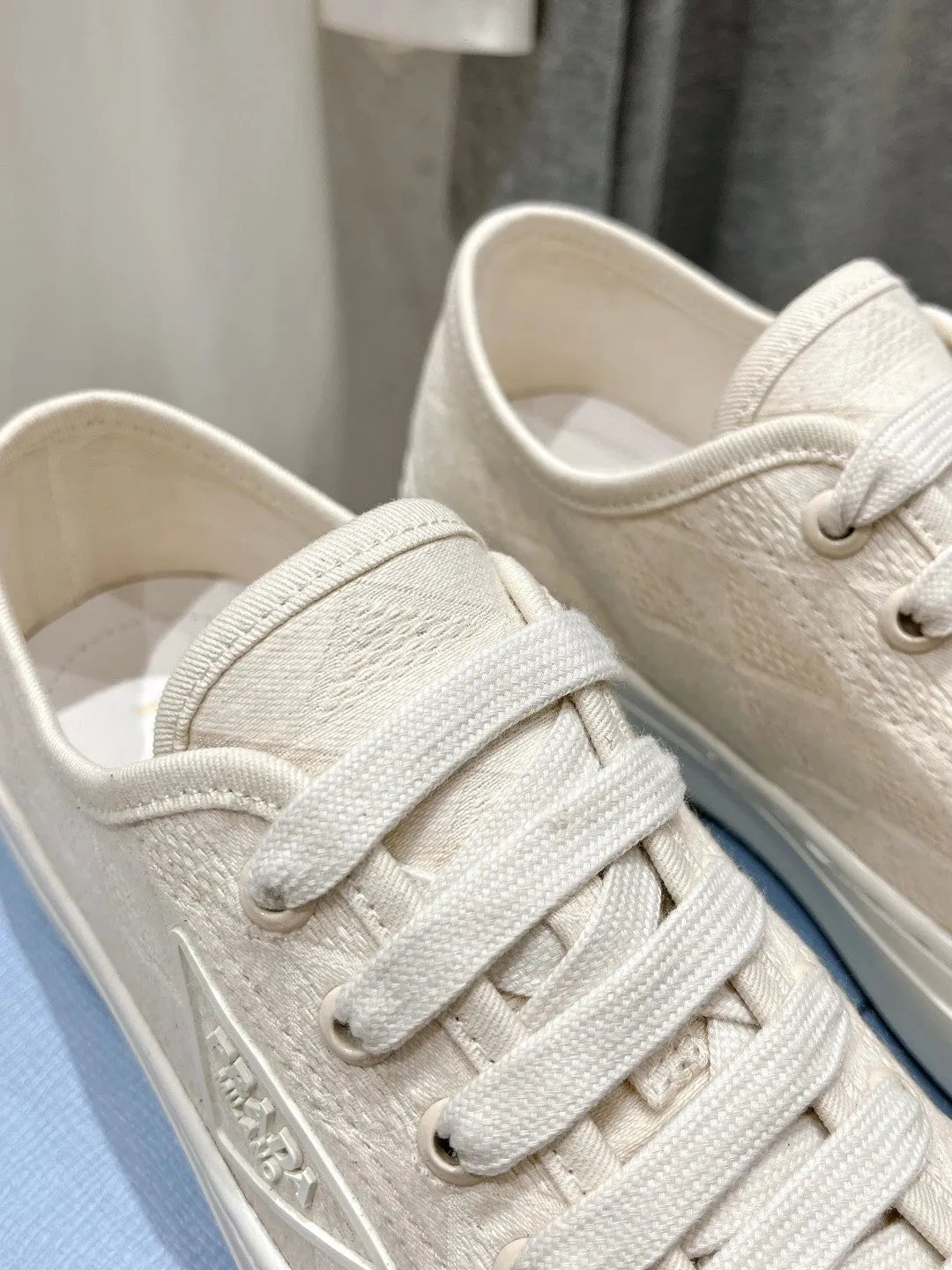 PRA PRINTED COTTON SNEAKERS WHITE CANVAS