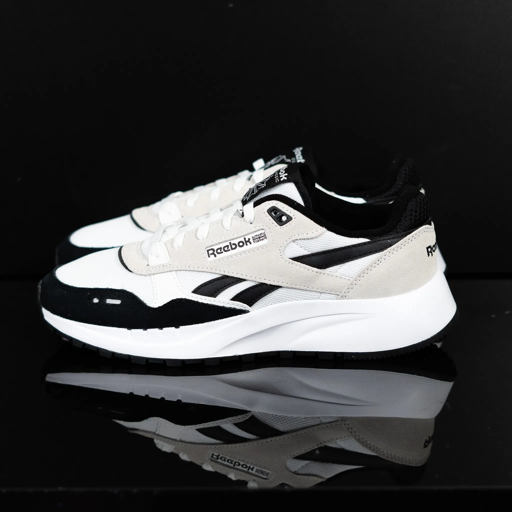 REEBOK : Reebok Homme Classic Cuir 2400, Blanc/ Noir