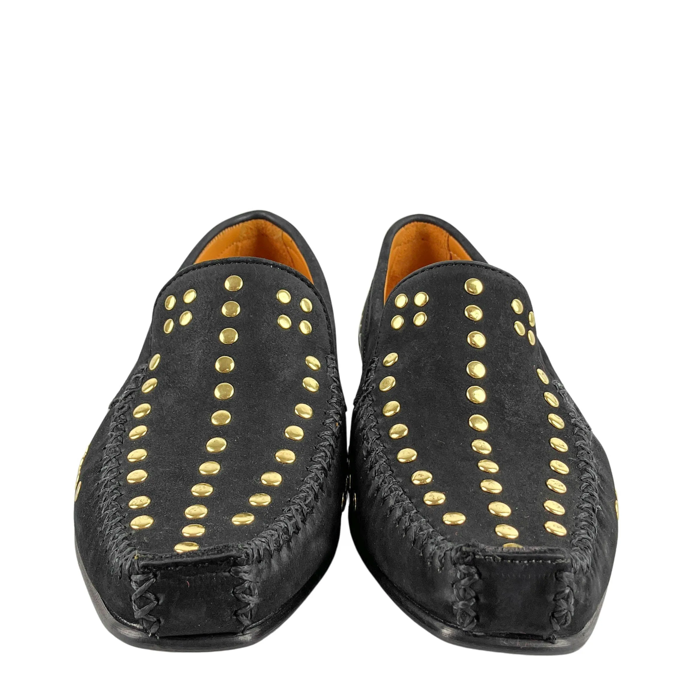 Robert Zur Gold Stud Suede Laofers in Black