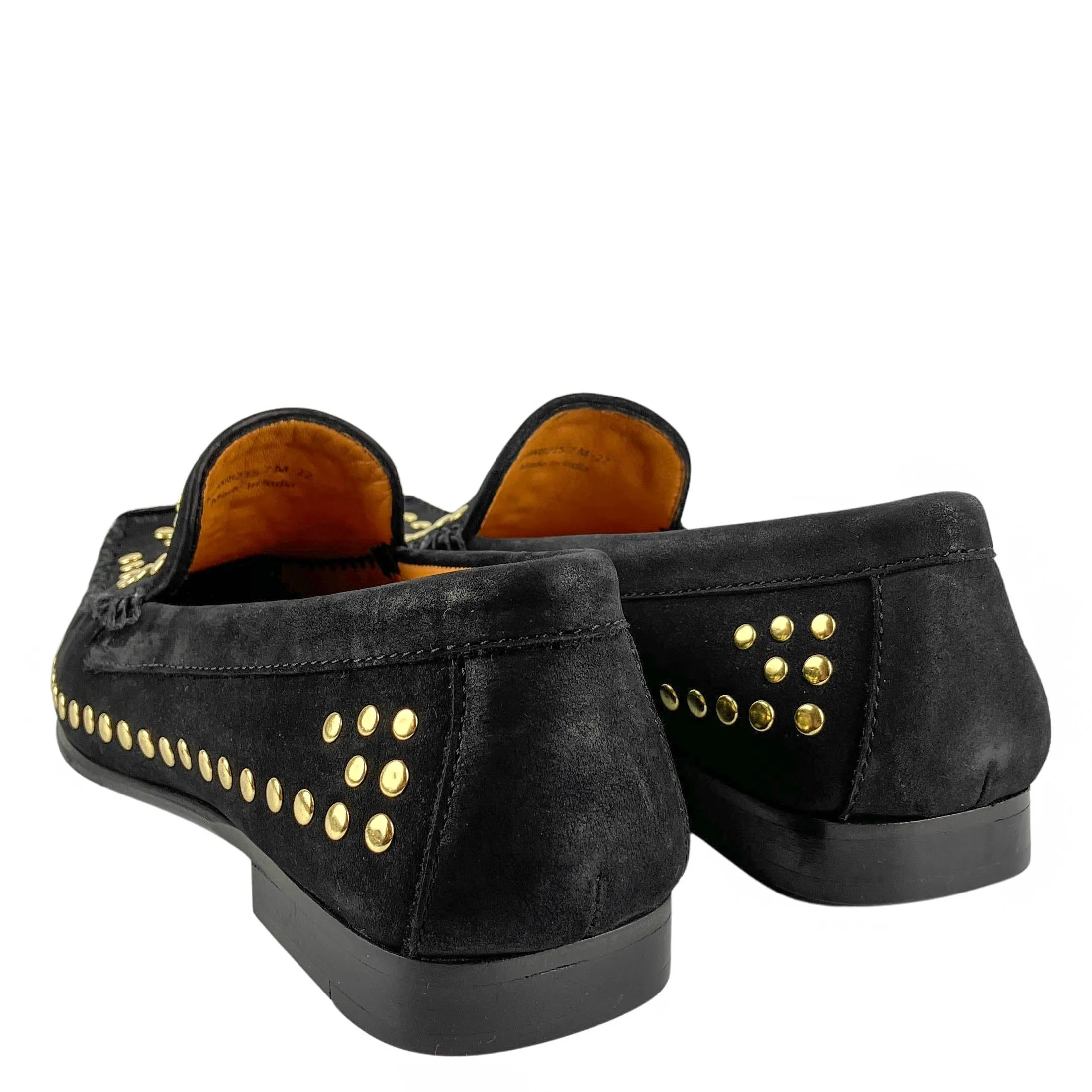 Robert Zur Gold Stud Suede Laofers in Black