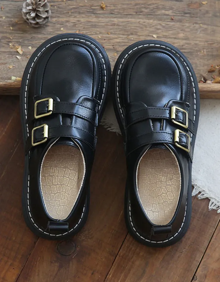 Rounded Head Double Buckle Mary Jane Shoes