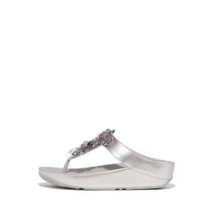 Rumba Starburst-Bead Metallic Toe-Post Sandals