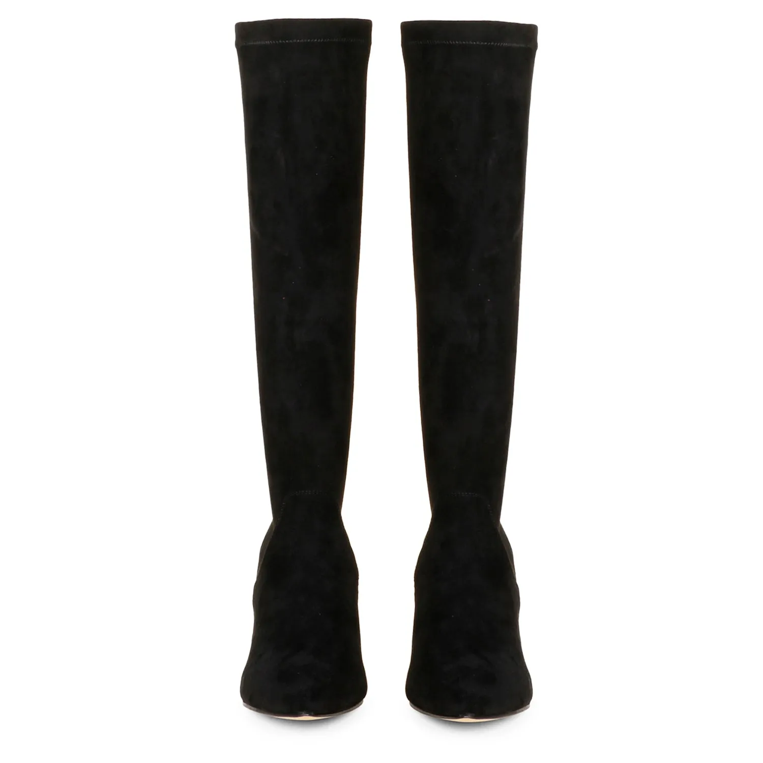 Saint Jemima Black Stretch Suede Kitten Heel Knee High Boots