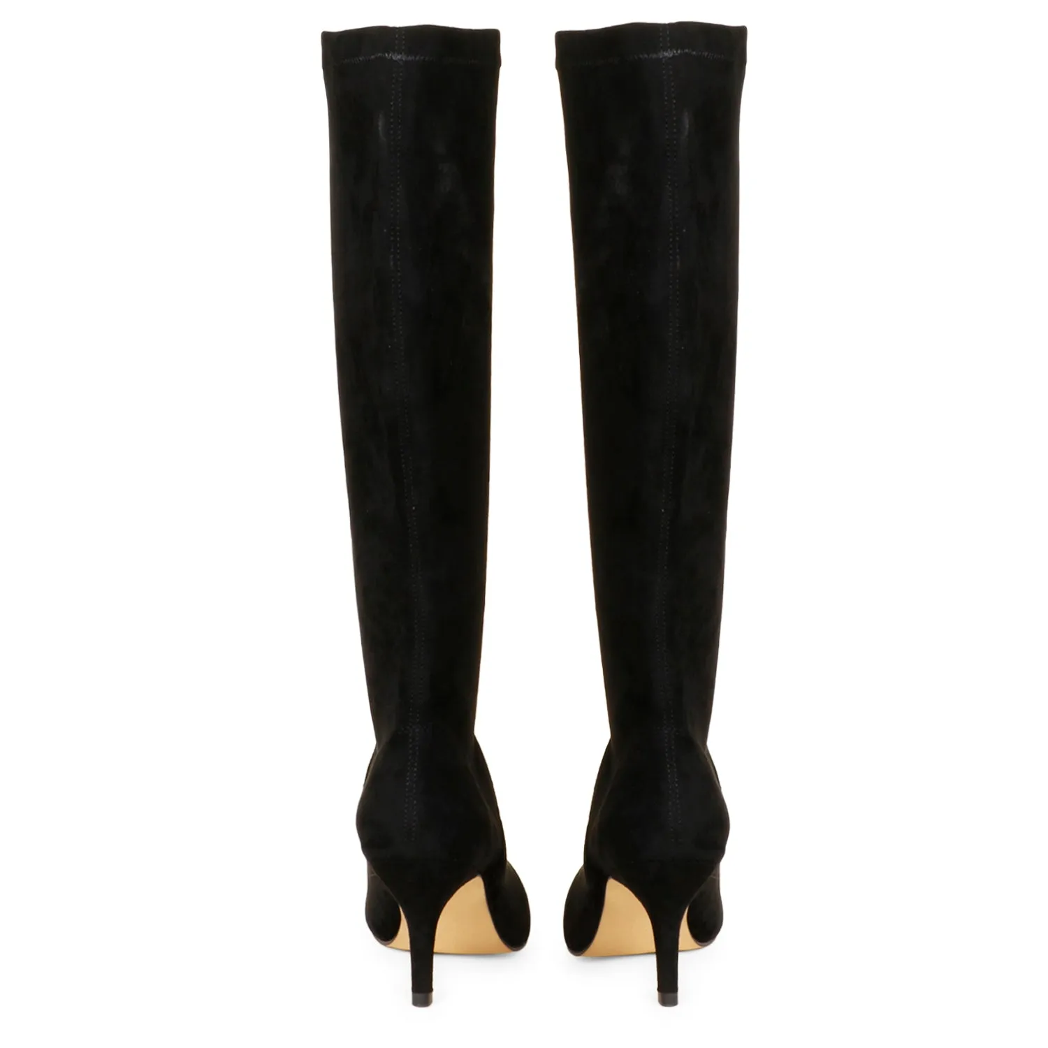 Saint Jemima Black Stretch Suede Kitten Heel Knee High Boots