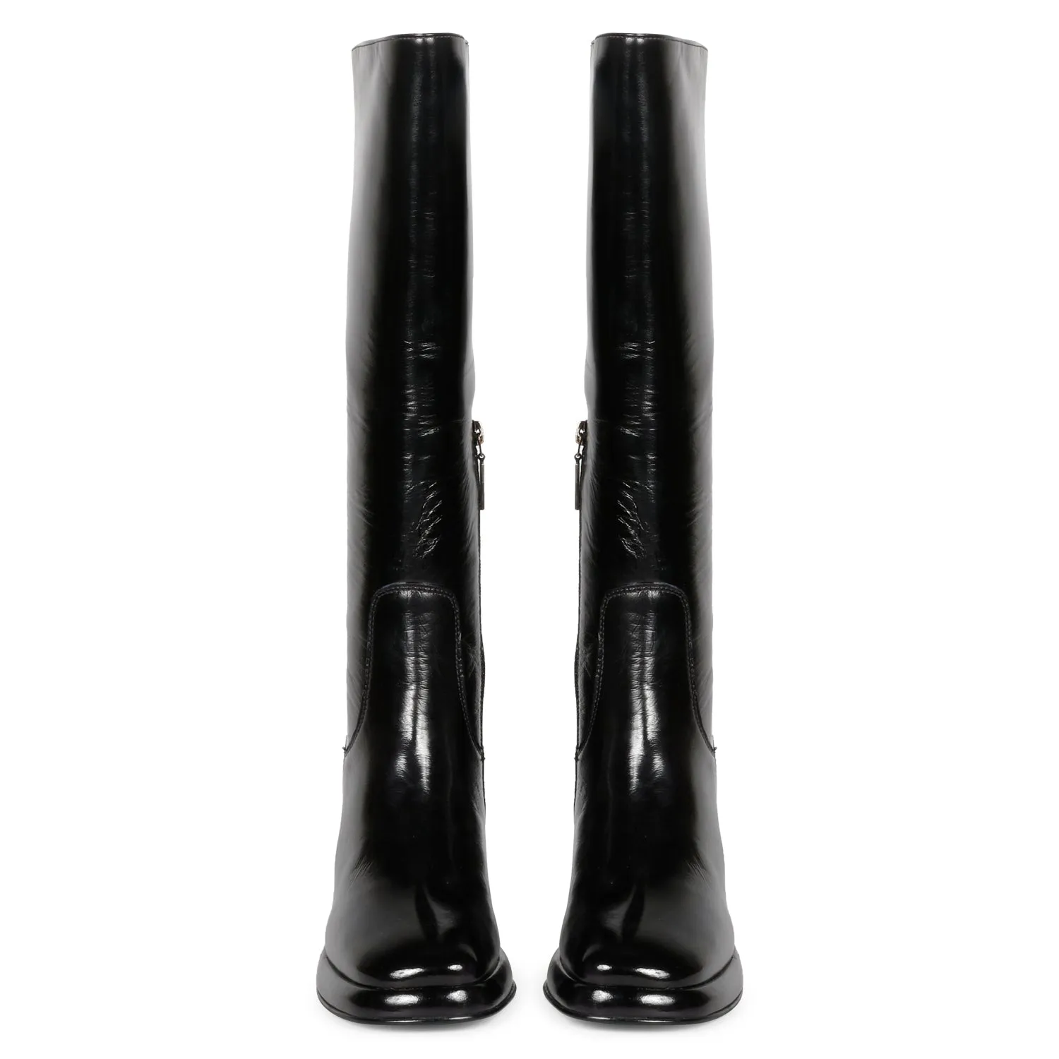 Saint Jolène Black Harrod Patent Leather Long Boots