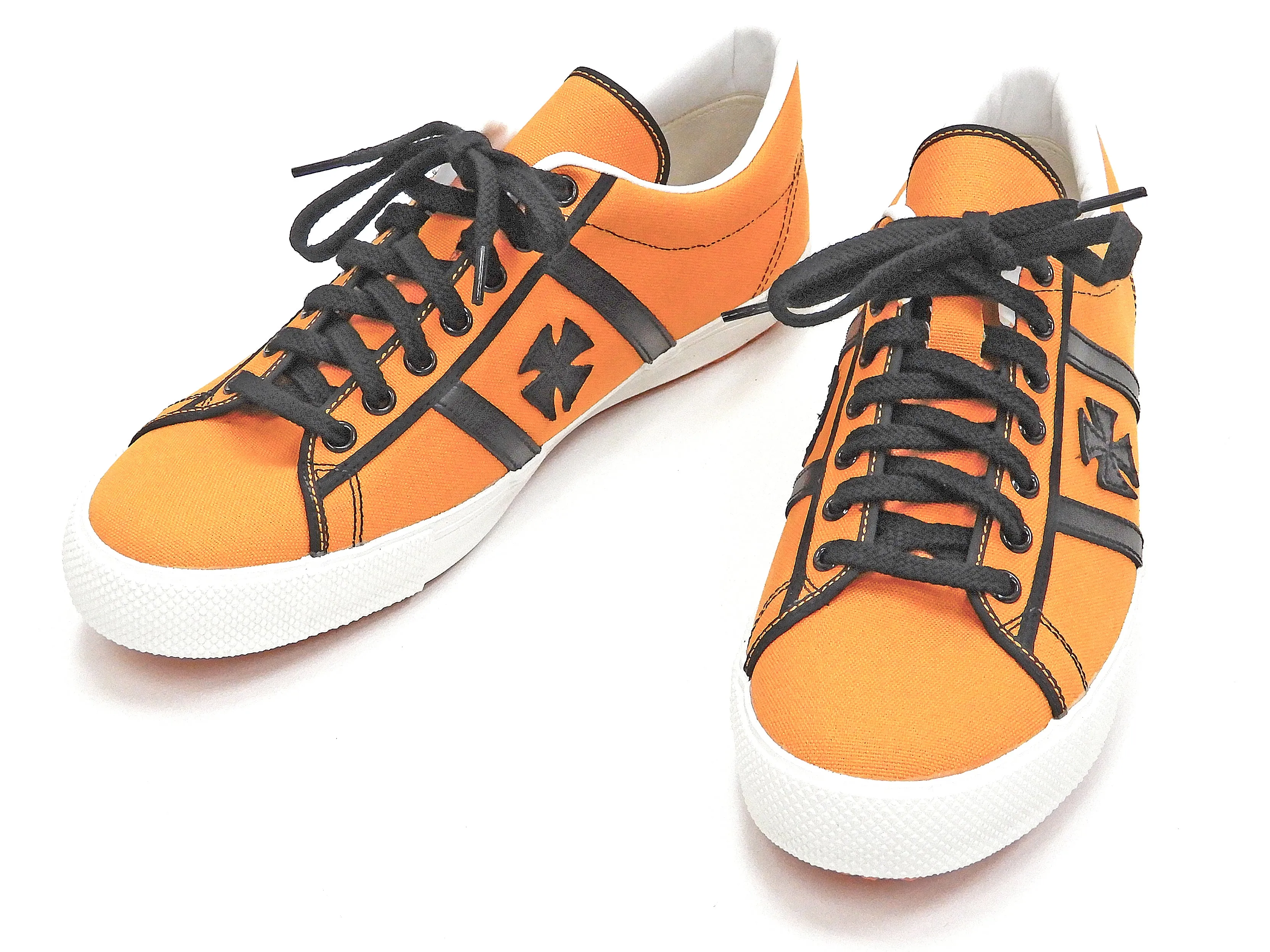 Samurai Jeans Men's Canvas Sneakers with Iron Cross Lace Up Low-Top SM92LOW19-3 Orange