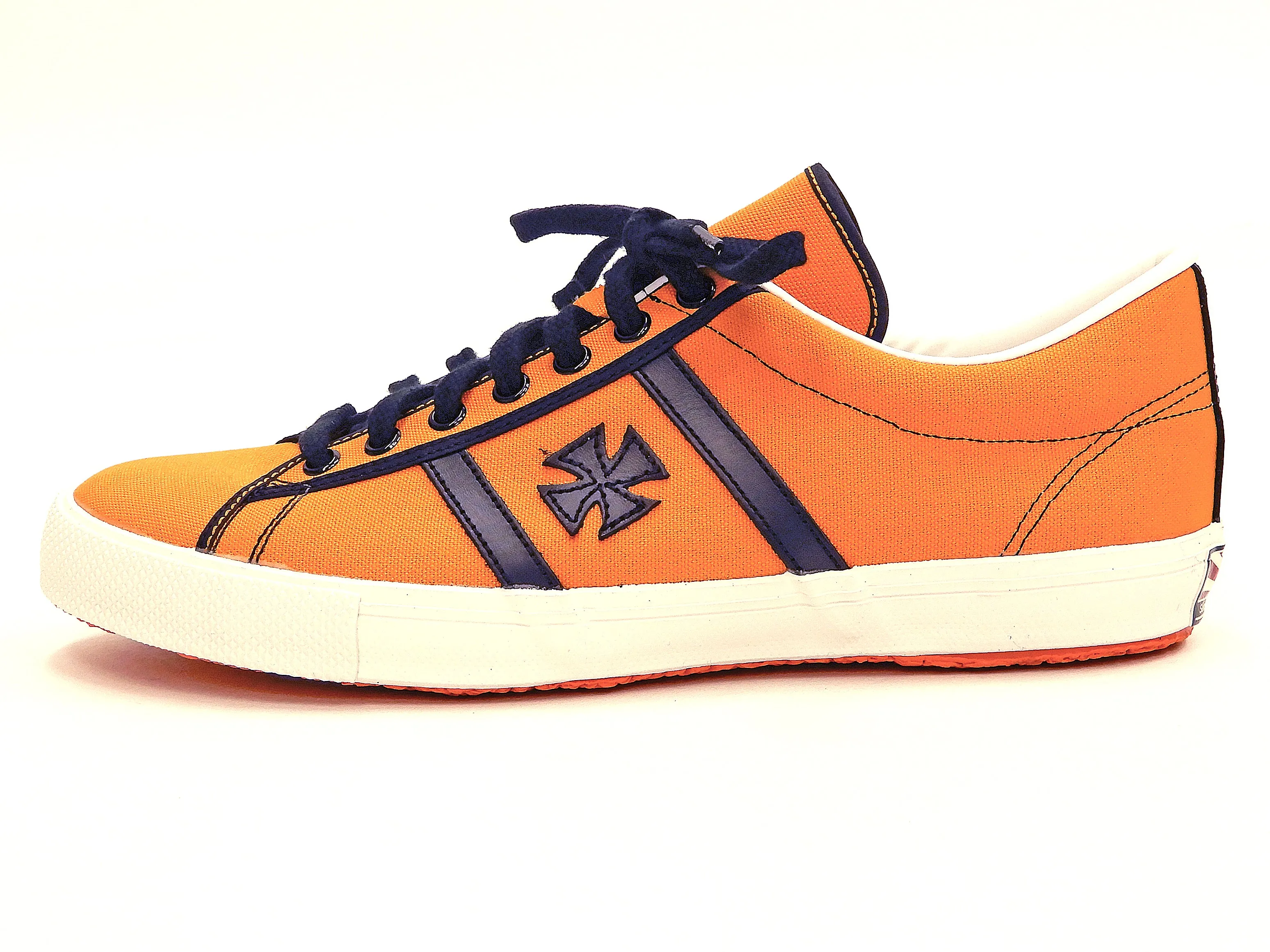 Samurai Jeans Men's Canvas Sneakers with Iron Cross Lace Up Low-Top SM92LOW19-3 Orange