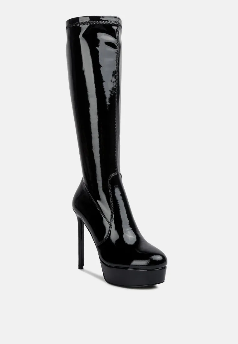 Shawtie High Heel Stretch Patent Calf Boots