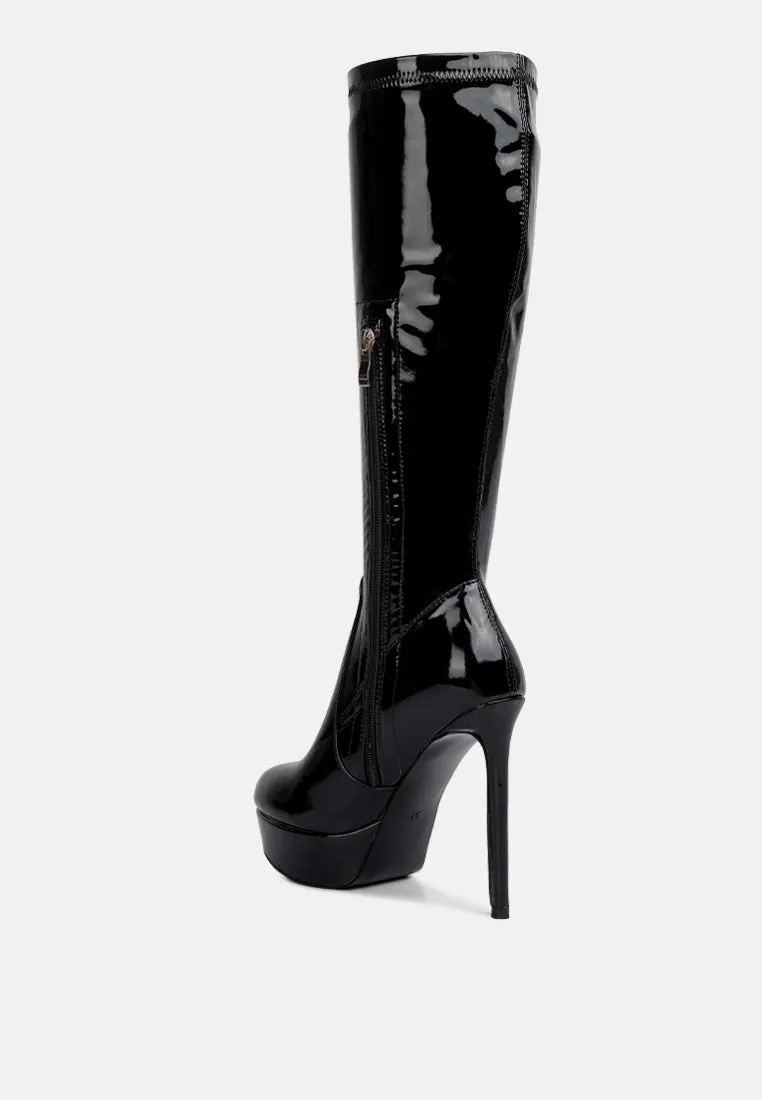 Shawtie High Heel Stretch Patent Calf Boots