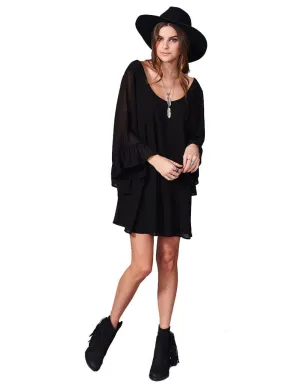 Show Me Your Mumu Boomerang Low Back Dress in Black Chiffon