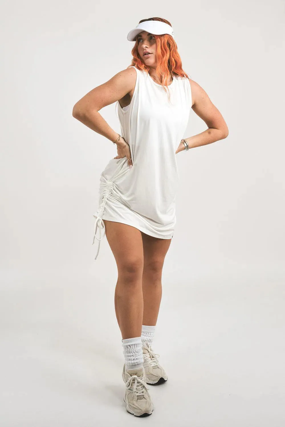 Soft To Touch Lazy Girl Dress Tank - White