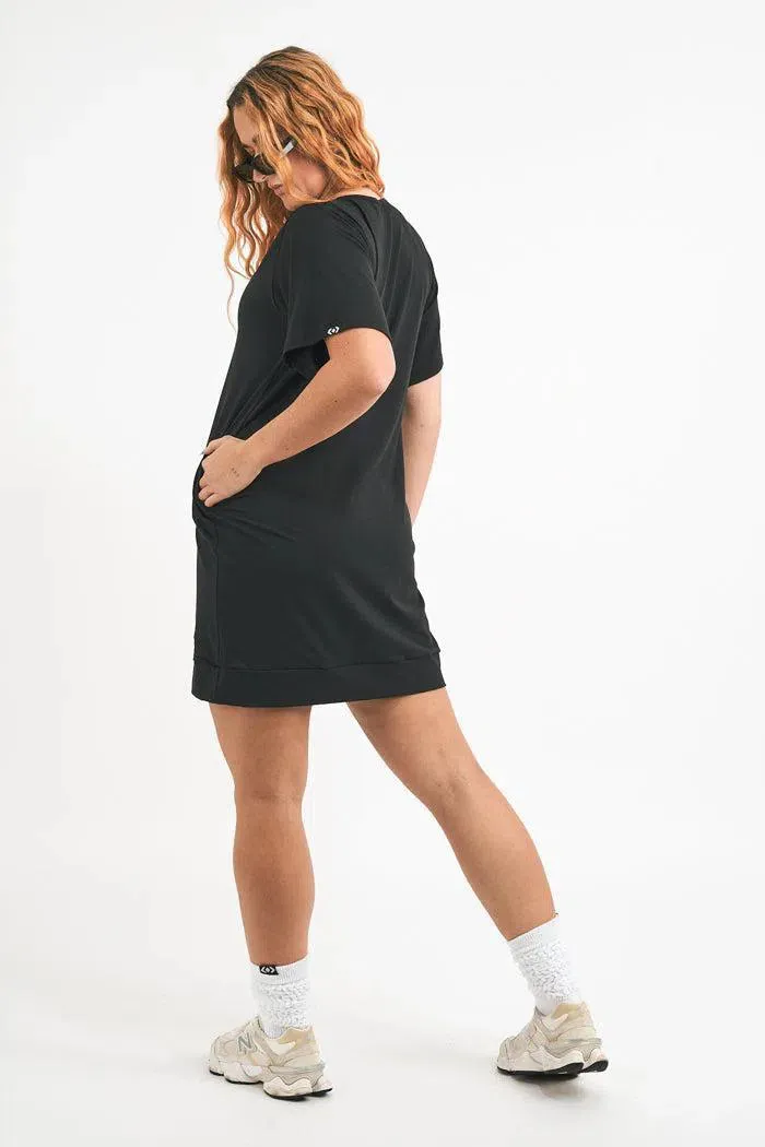 Soft To Touch Lazy Girl Dress Tee - Black