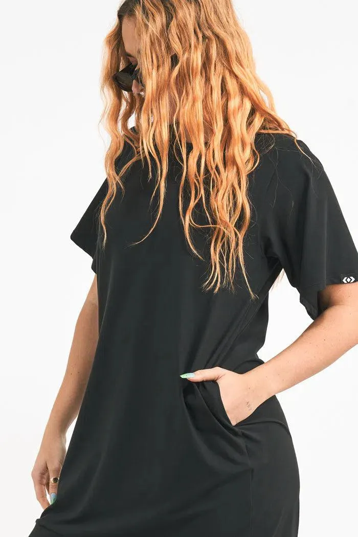 Soft To Touch Lazy Girl Dress Tee - Black