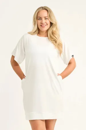 Soft To Touch Lazy Girl Dress Tee - White