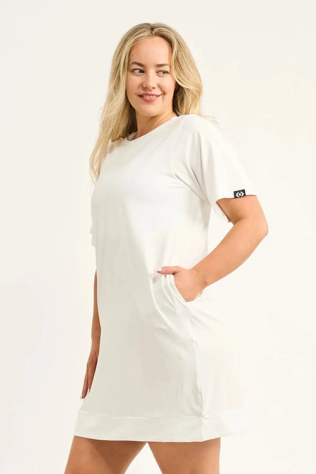 Soft To Touch Lazy Girl Dress Tee - White