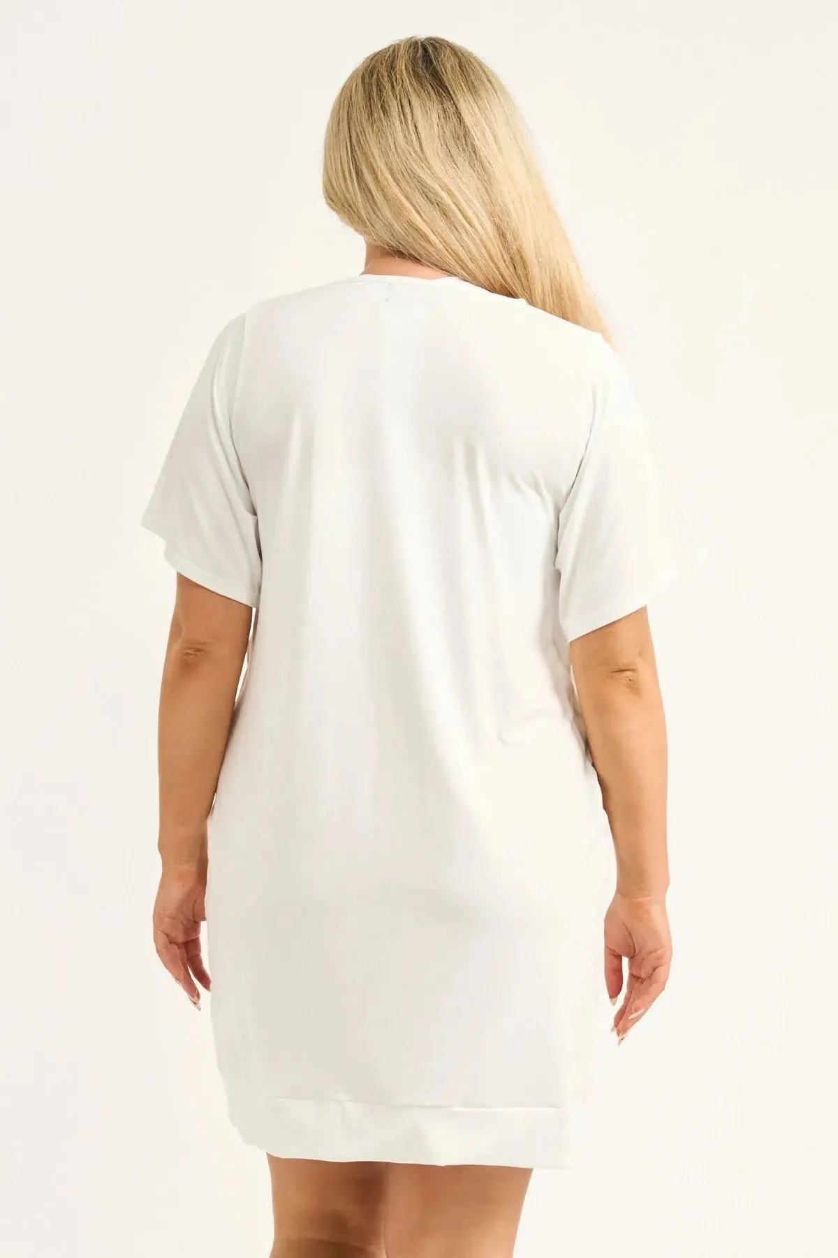 Soft To Touch Lazy Girl Dress Tee - White