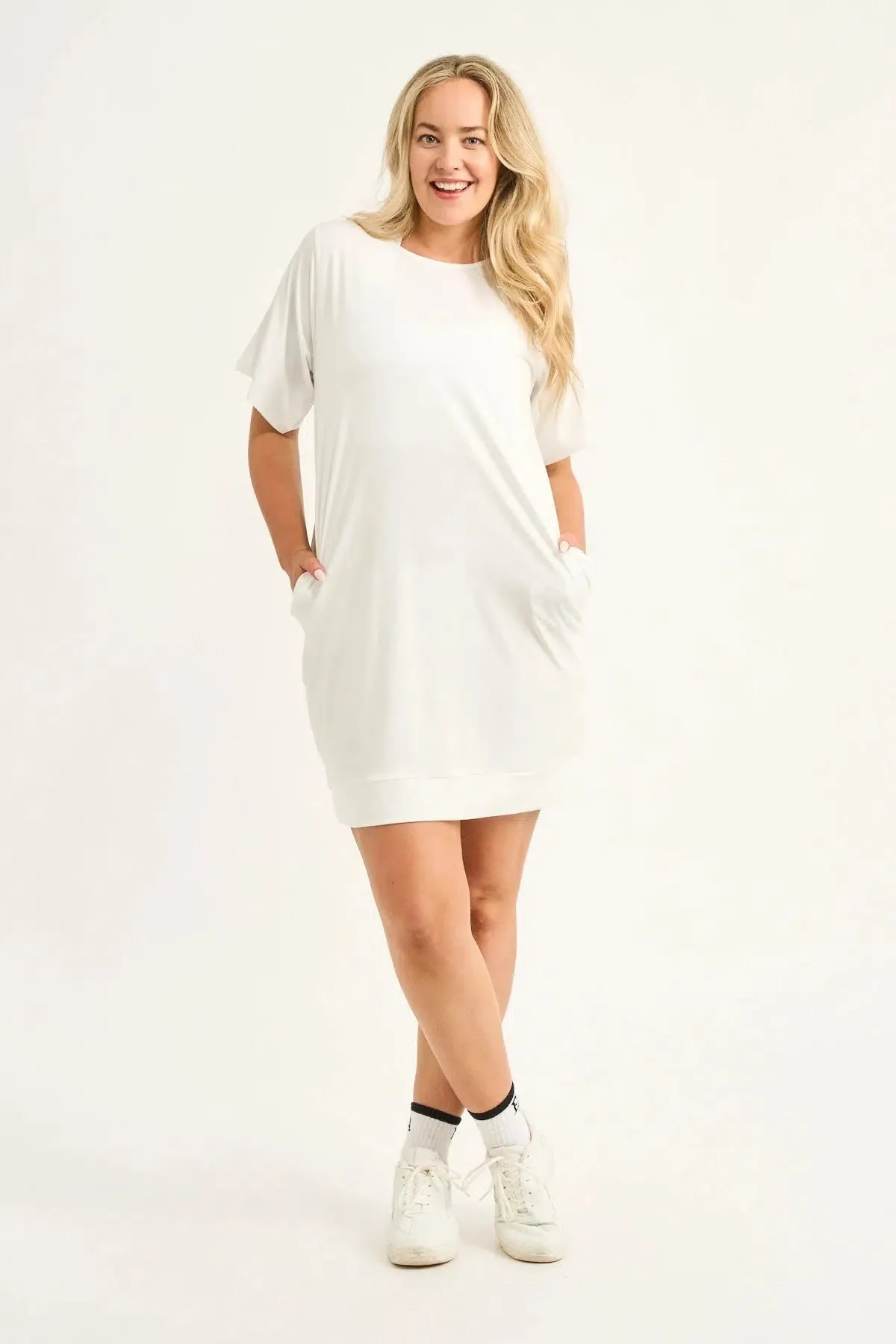 Soft To Touch Lazy Girl Dress Tee - White