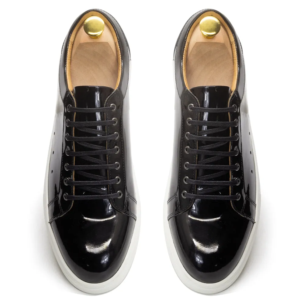 Solid Patent Leather Lace-up Sneakers