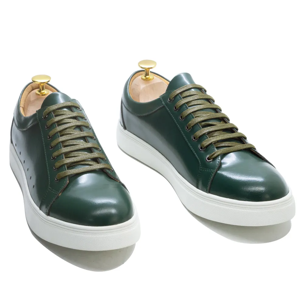 Solid Patent Leather Lace-up Sneakers