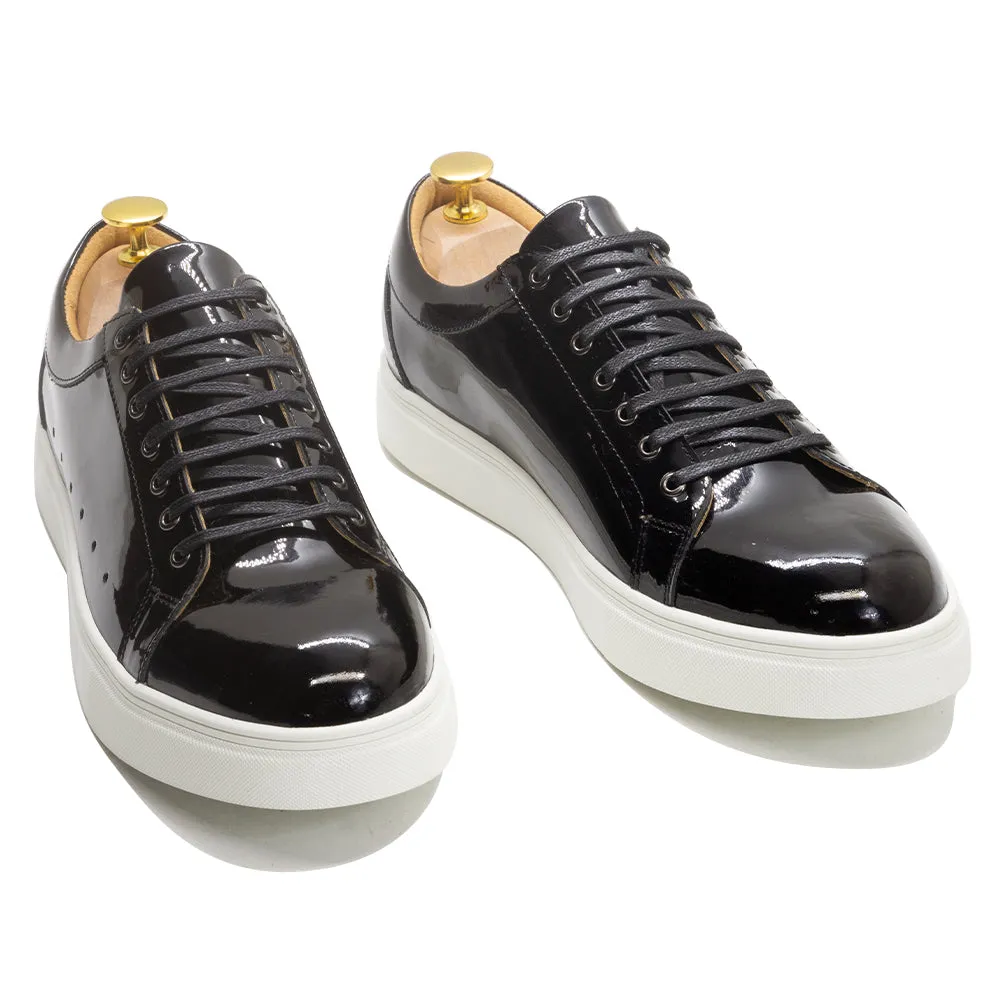 Solid Patent Leather Lace-up Sneakers