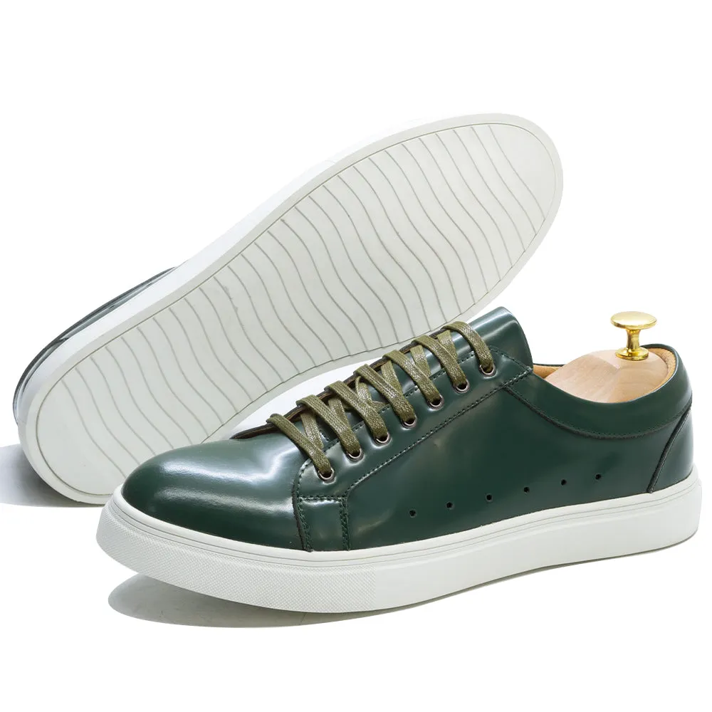 Solid Patent Leather Lace-up Sneakers