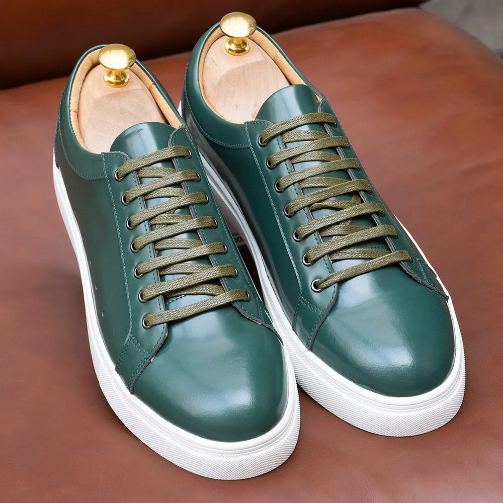 Solid Patent Leather Lace-up Sneakers